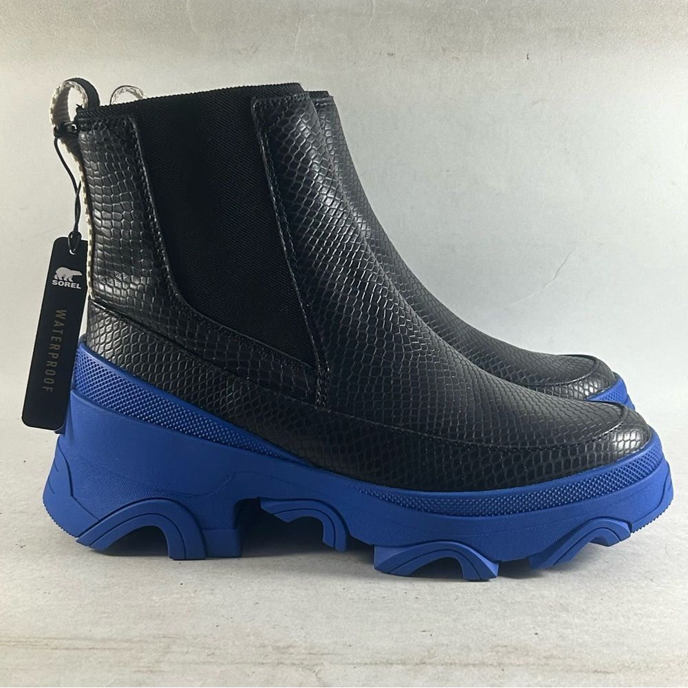 Sorel Brex Chelsea Waterproof Leather Boots Black Blue Size 9.5 NL4303-011